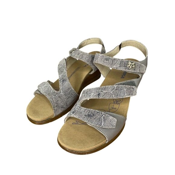 Romika Taupe Nevis 07 Leather Wedge Sandals Size 41/10 Cushioned Sole - Picture 3 of 11